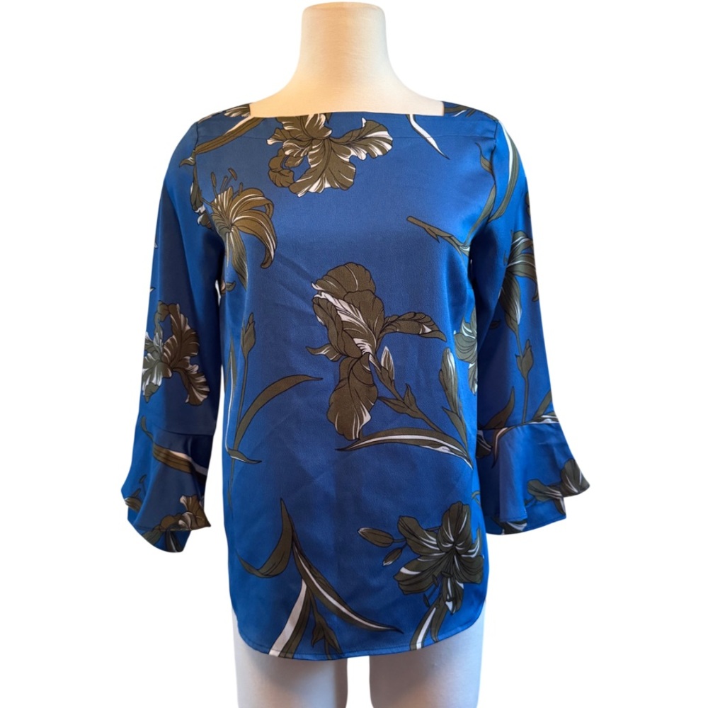 Ann Taylor XS Floral‎ Blue Women's Top